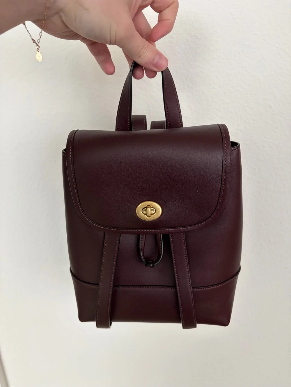 COACH Mini Backpack in Black Currant with Gold Hardware